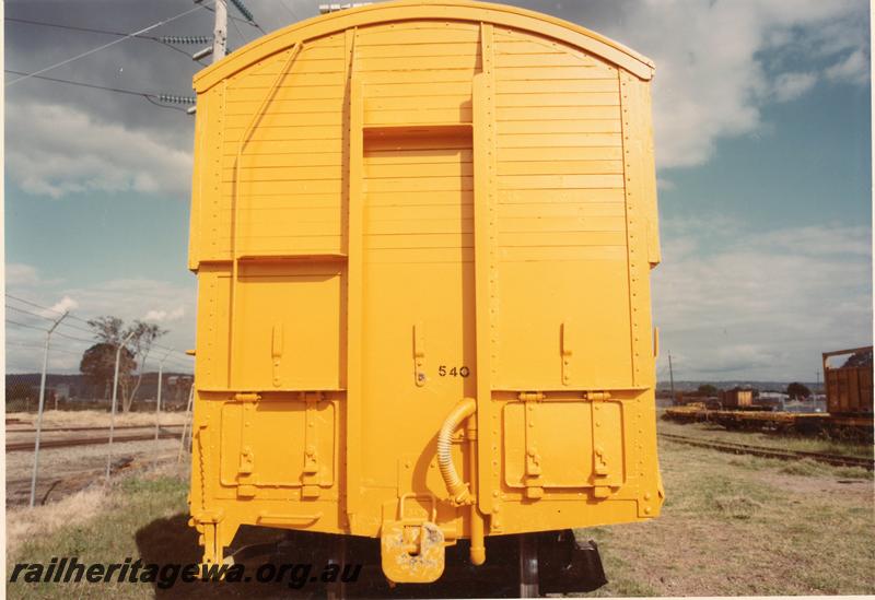 P08965
VFA class 23321-T, a VF class bogie van converted to carry grain, newly painted, end view
