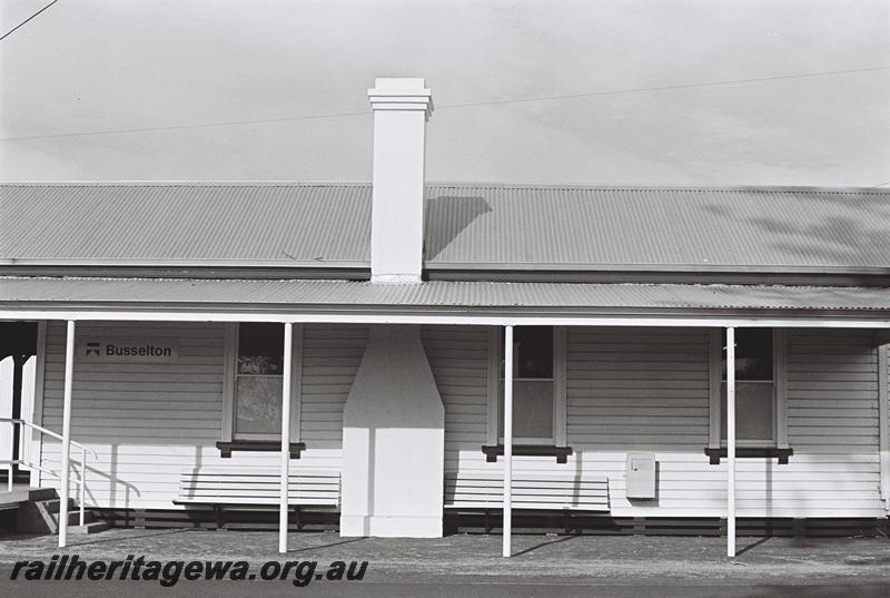 P09129
Station building, Busselton, BB line, rear view of the centre of the building.
