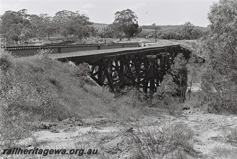 P09209
8 of 8 views of the MRWA style trestle bridge over the Moore River at Mogumber, MR line, overall view of opposite side to P9202
