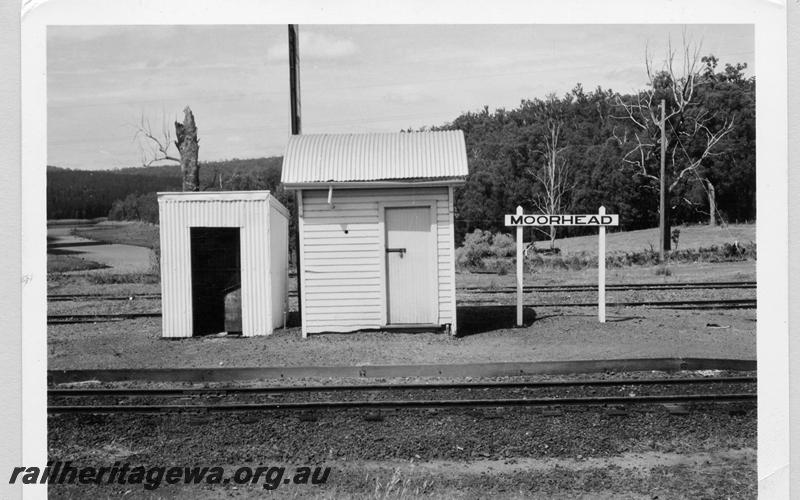 P09363
Moorhead, out of shed, staff shed, nameboard, view from north. BN line.
