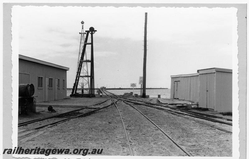 P09436
Busselton, approach to railway jetty, jetty maintenance shed on left. BB line.
