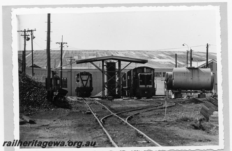 P09449
Bunbury, loco shed, Y class, TA class, sand drying shed. SWR line.
