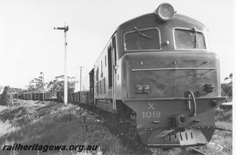 P09582
X class 1019, signal, near York, GSR line, goods train, same train as P9581.
