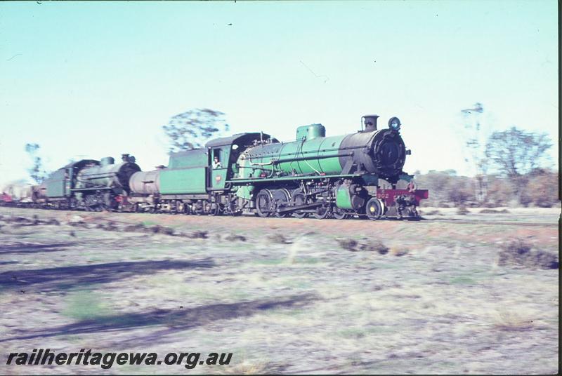 P09687
W class 902, W class on goods train, water tank behind each W.
