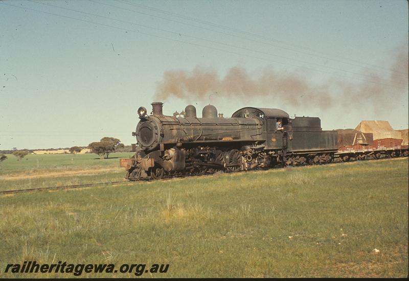 P09771
PR class 522 'Avon', goods train, tarpaulins on ridge poles, north of Korbel. NWM line.
