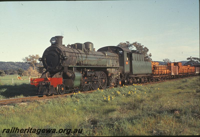 P09823
PMR class 732, on up goods, timber loads. SWR line.
