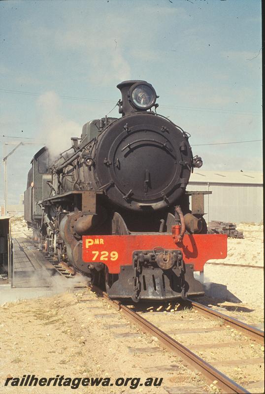 P09841
PMR class 729, leaving electric turntable, Leighton yard. ER line.
