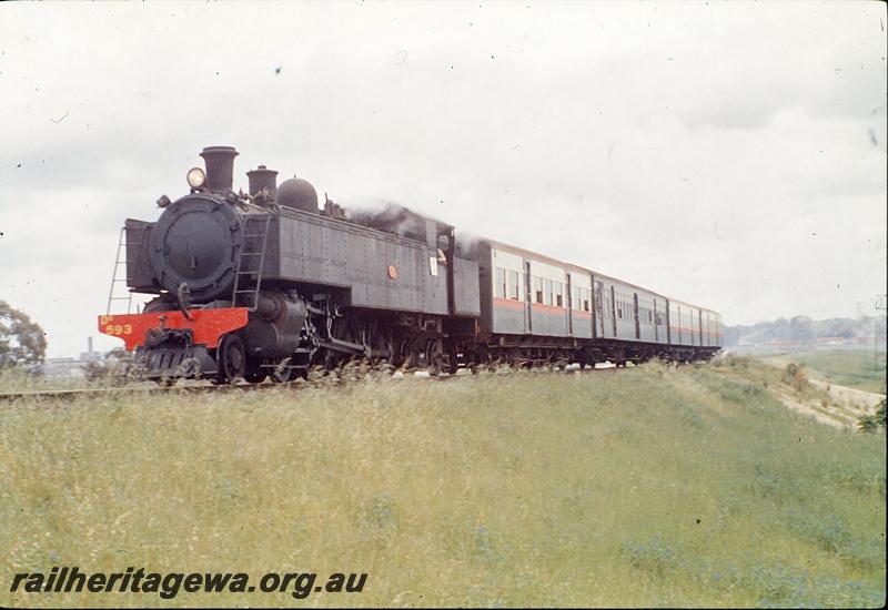 P09860
DD class 593, down show special, approaching Rivervale. SWR line.
