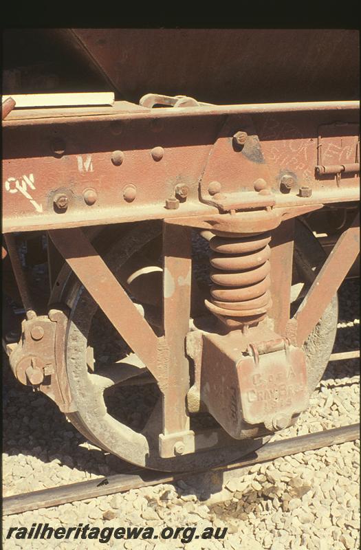P09876
W iron, axlebox detail, ballast wagon. Forrestfield - Fremantle line.
