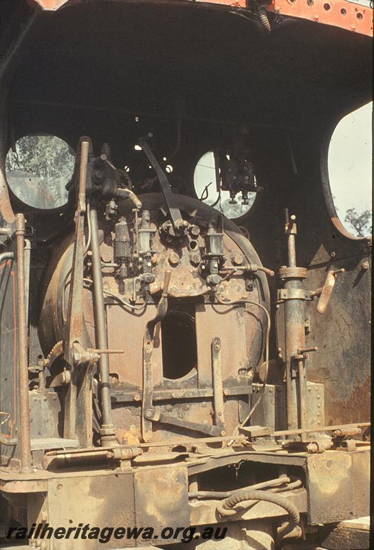 P09924
Bunnings 11, interior of cab, derelict at Manjimup.
