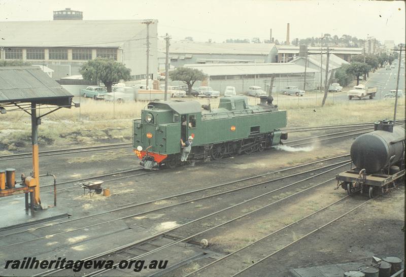 P09943
UT class 664, diesel refuelling area, tank wagon at side of view, East Perth loco shed. ER line.
