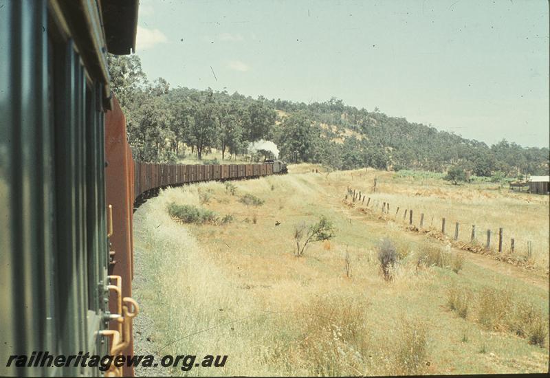 P09959
View from ACL class carriage, coach attached tour train, between Beela and Brunswick Junction. BN line.
