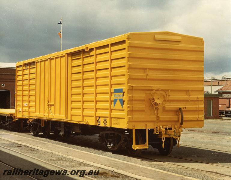 P10001
VH class bogie van, yellow livery with a small Westrail logo on the right hand end, Midland Workshops, side and end view, as new condition, same as P5404
