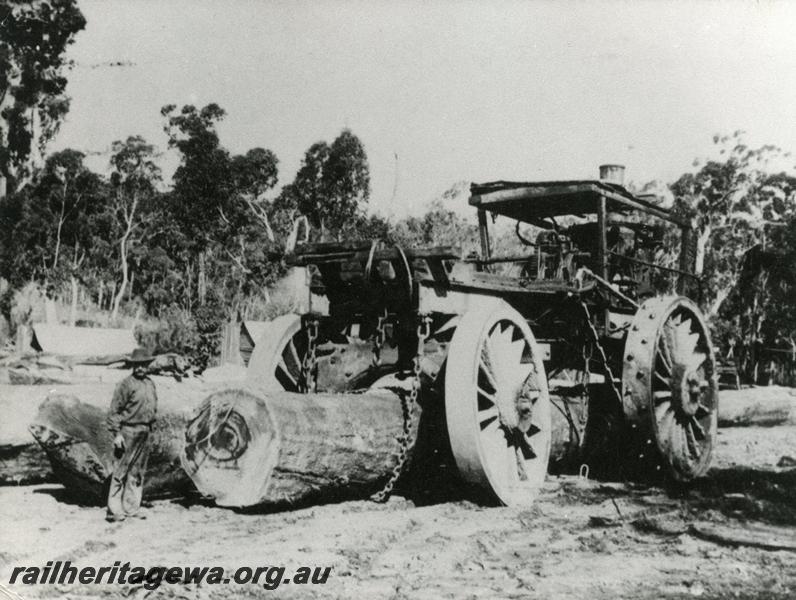 P10005
Steam whim with logs attached, front and side view
