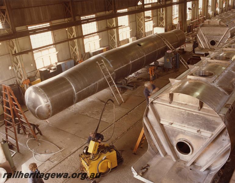 P10027
Flanging Shop, Midland Workshops, XF class hopper and a standard gauge tank wagon under construction
