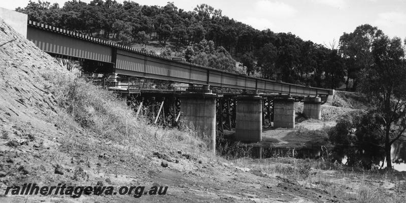 P10050
Bridge, steel girder, Bridgetown, PP line, when new, trestle bridge in in situ behind new bridge 
