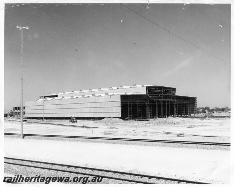 P10060
Loco depot building, Forrestfield Yard, under construction, side and south end view
