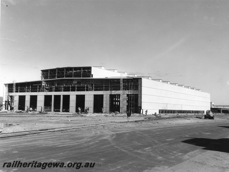 P10061
Loco depot building, Forrestfield Yard, under construction, north end and side view
