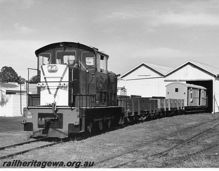 P10086
TA class 1814, R class wagons, goods shed, Collie, BN line. front and side view.
