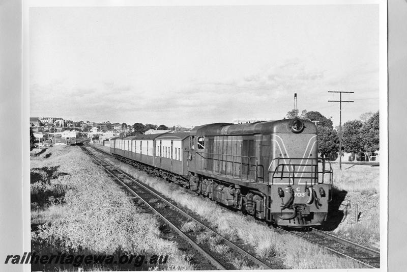 P10129
C class 1703, approaching Daglish, suburban passenger train.
