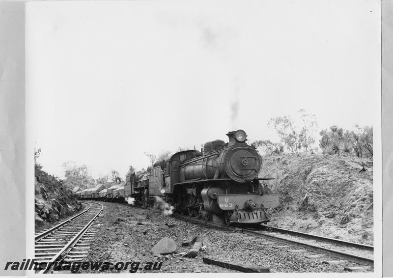 P10142
U class 663 double heading, east of Swan View, ER line, goods train 
