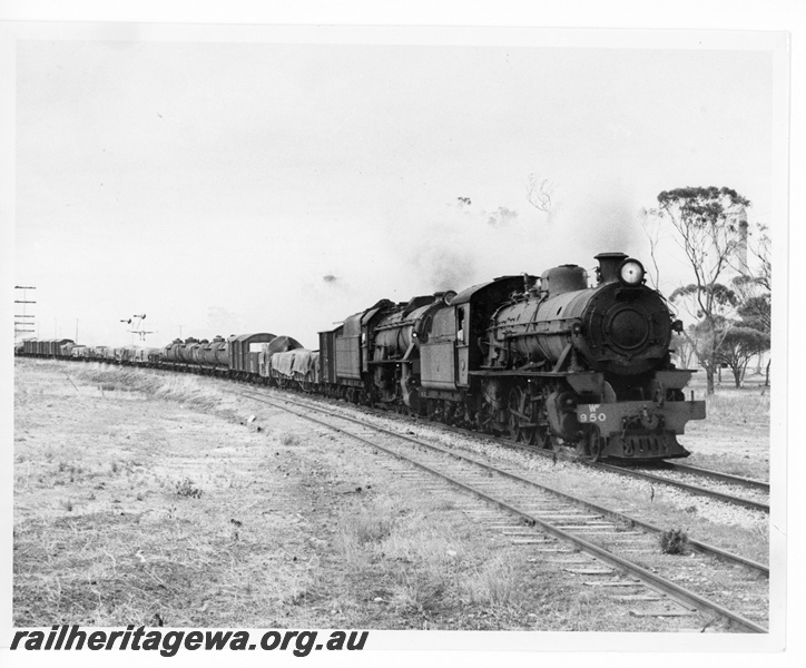 P10495
W class 950 double heading with a V class on a goods train, possibly on the GSR line, view along the train
