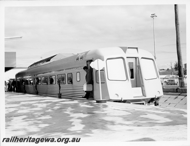 P10541
WCE Prospector Trailer car showing the non driving end. This unit was on display at Perth Terminal.
