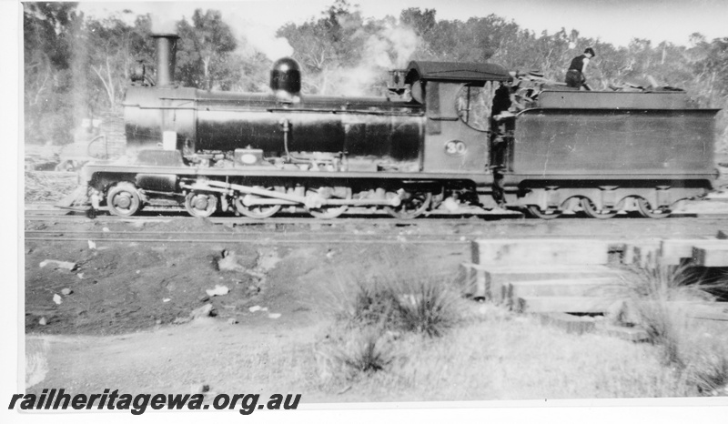 P10545
Original photograph of JA class 30 steam locomotive, with a 6 wheeled tender, possibly in the South West.
