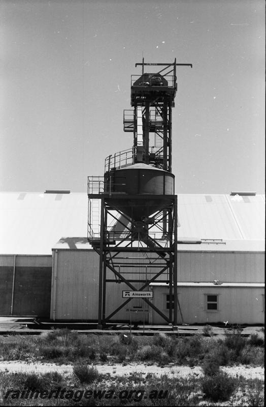 P11079
Nameboard, grain loading tower, Ainsworth, 
