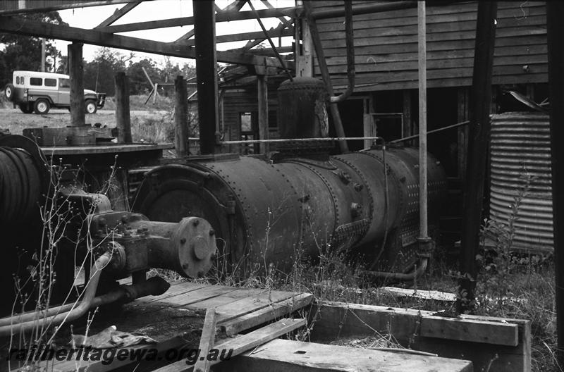 P11111
Ex locomotive boiler at the Mill at Dean Mill, view from the front of the boiler
