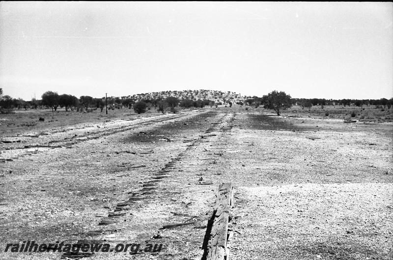 P11151
Abandoned yard, Big Bell, NR line, view looking along the formation.
