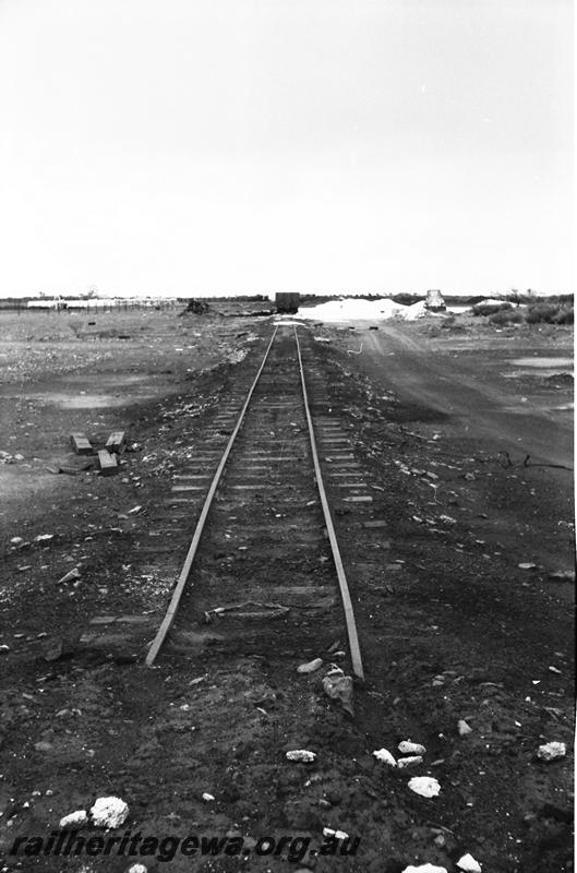 P11167
The most northerly point of the WAGR, the Meekatharra stockyard, NR line, view along track.

