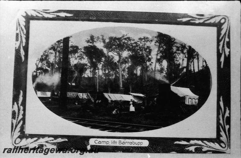 P11176
Campsite of tents, Barrabup Mill near Nannup.
