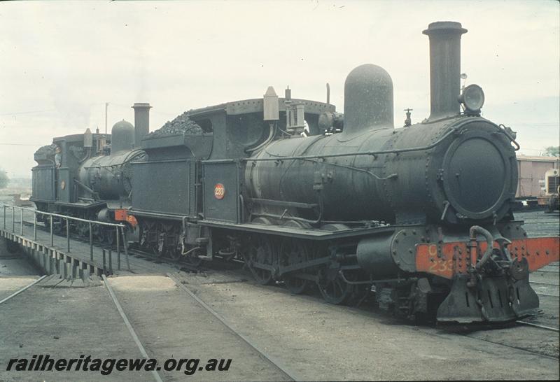 P11249
G class 123, G class 233, on turntable, Bunbury. SWR line.
