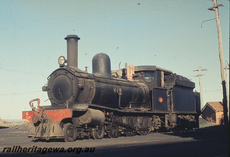 P11946
G class 117, at Bunbury loco shed. SWR line.
