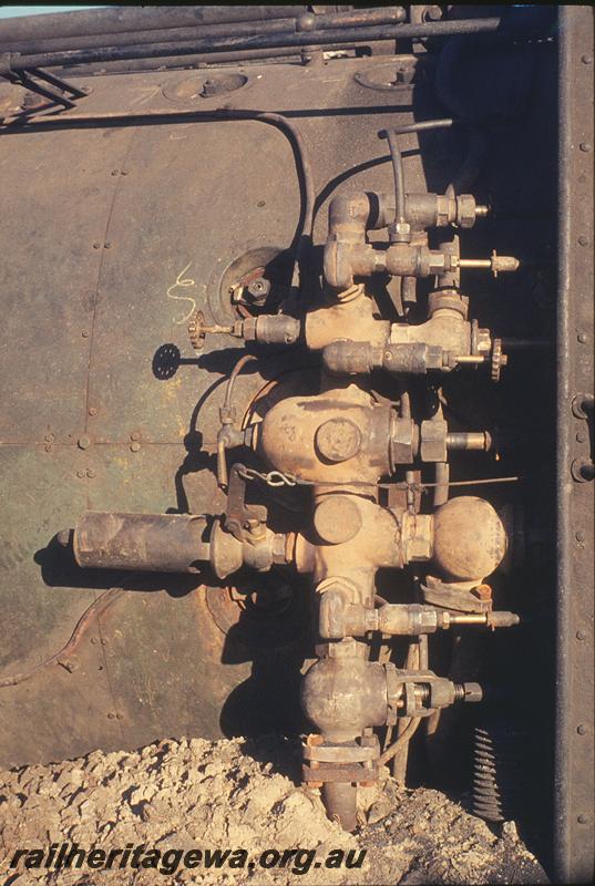 P11997
V class 1206, steam manifold detail, Mundijong Junction accident. SWR line.
