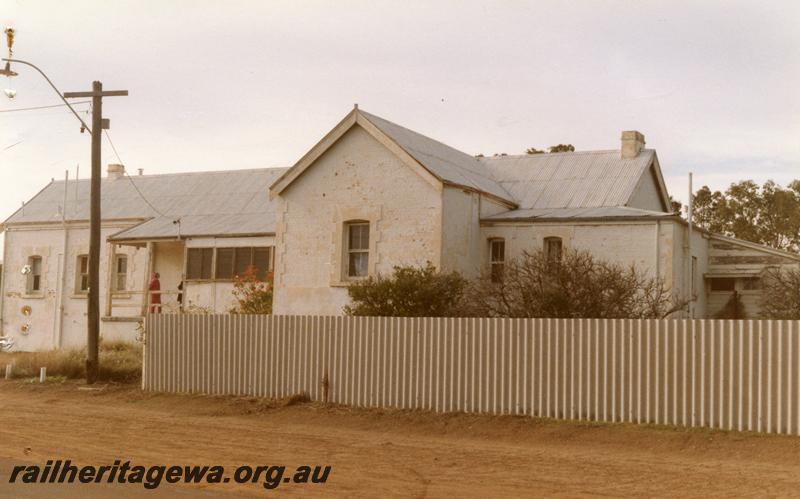 P12042
8 of 10 views of the station building at Gingin, MR line before restoration of the building, view of the rear ad Perth end of the building.
