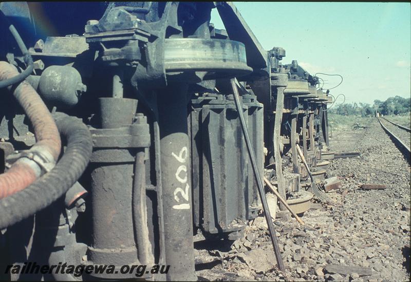 P12111
V class 1206, underside, repaired track, Mundijong Junction accident. SWR line.
