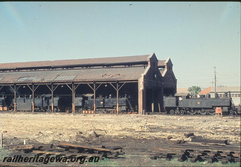 P12116
DM class, DD class, partially demolished sheds, East Perth loco shed. ER line.
