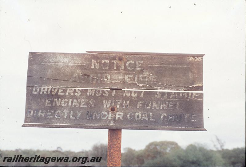 P12152
Sign next to coal stage, Caron. EM line.
