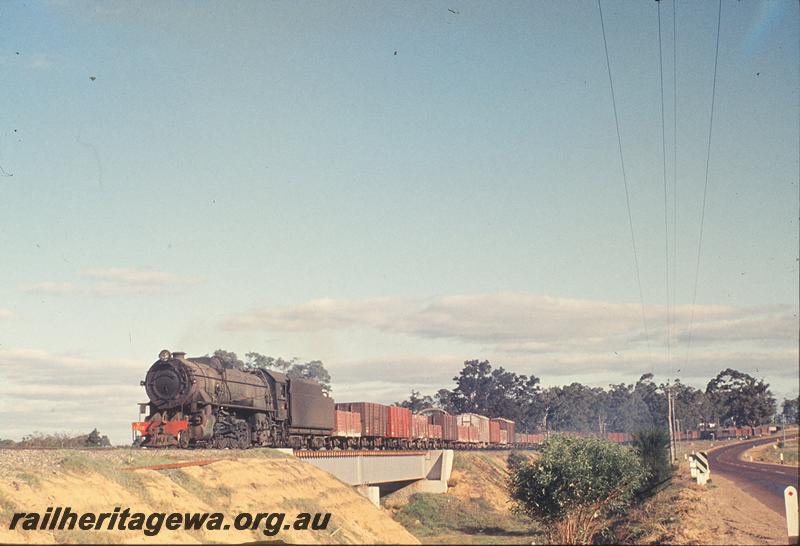 P12192
V class 1212, up goods on Collie River bridge near Roelands. SWR line.
