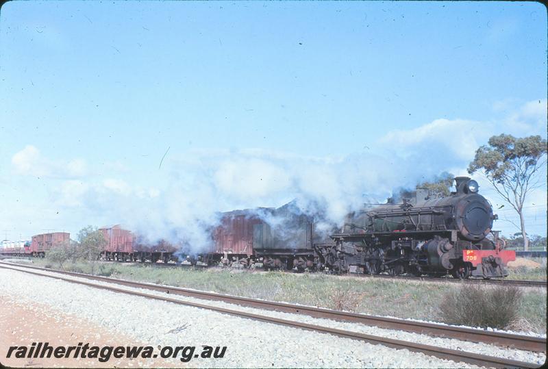P12260
PM class 708, up goods train, west of Cunderdin, site of future SG loop. EGR line.
