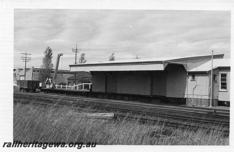 P12630
Goods shed, platform crane, Maylands, ER line, trackside view
