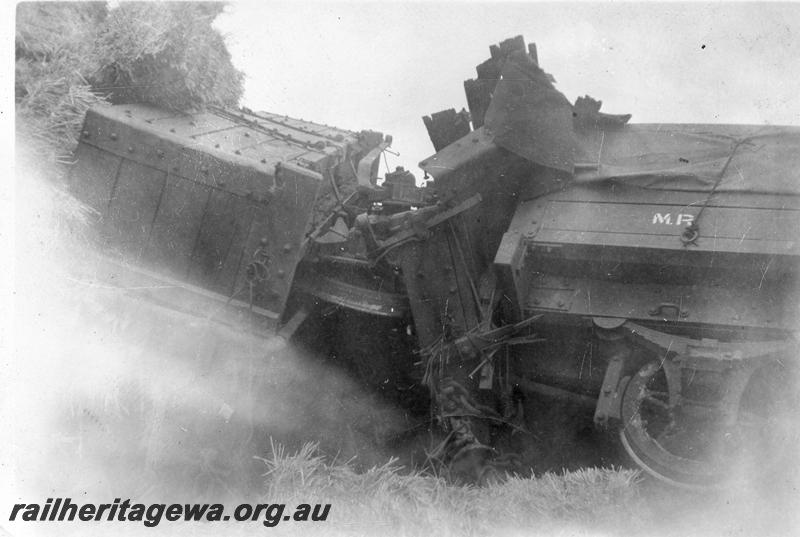 P12646
2 of 7 views of the derailment at Millendon on the 22nd December 1944 MR line, derailed wagons
