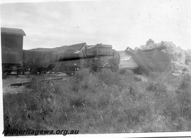 P12650
6 of 7 views of the derailment at Millendon on the 22nd December 1944, MR line, view shows derailed wagons
