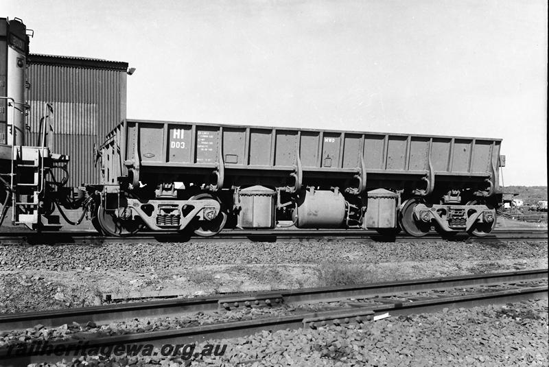 P12674
Dampier, Hamersley Iron side dump ballast wagon D03 at their Two Mile yard
