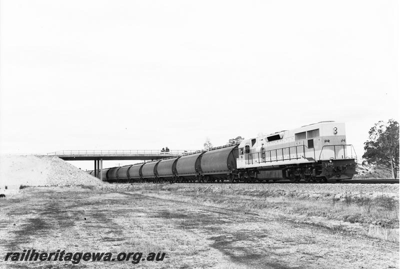 P12698
L class 252 passing underneath road over bridge, grain train.
