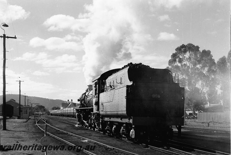 P12750
W class 904, York, Tour train, rear view of loco, loco having been turned running back to couple up to the train
