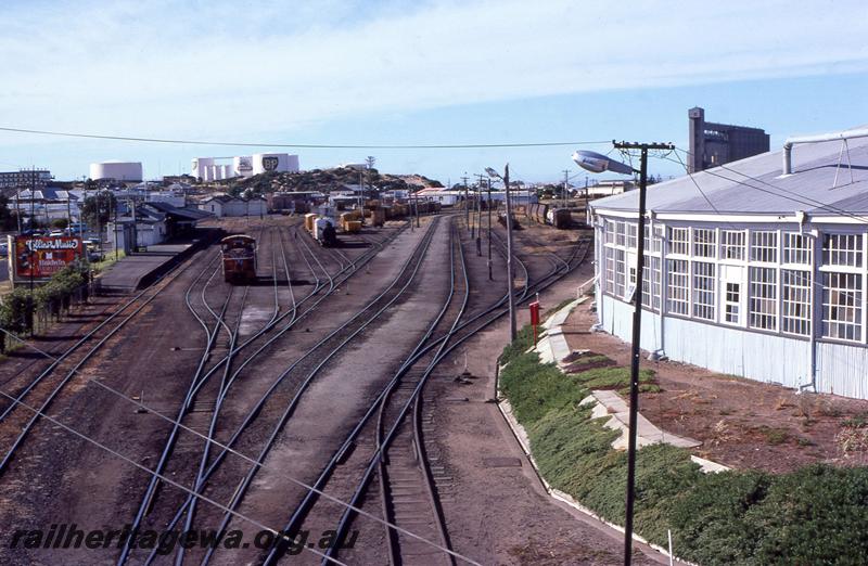 P12799
TA class loco station yard from footbridge looking west, Bunbury, SWR line
