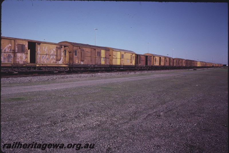 P12900
Z classes, Forrestfield Yard, line of stowed vans.
